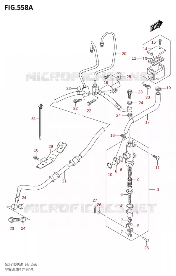 MAITRE CYLINDRE DE FREIN ARRIERE Suzuki MOTO 1000 GSX-S 2021  GSX-S1000A M1 /​ GSX-S1000AZ M1 (E43)