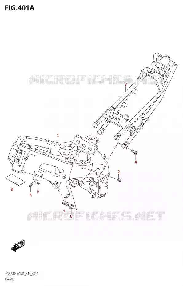 CADRE Suzuki MOTO 1000 GSX-S 2021  GSX-S1000A M1 /​ GSX-S1000AZ M1 (E43)