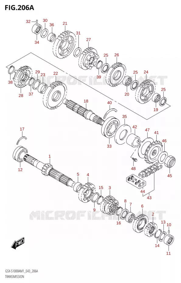 TRANSMISSION Suzuki MOTO 1000 GSX-S 2021  GSX-S1000A M1 /​ GSX-S1000AZ M1 (E43)