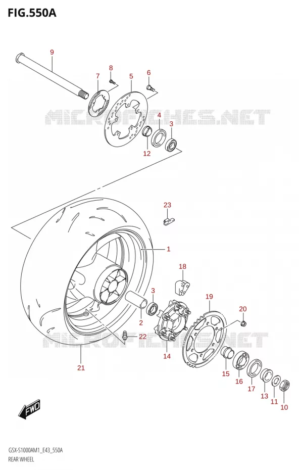 ROUE ARRIERE Suzuki MOTO 1000 GSX-S 2021  GSX-S1000A M1 /​ GSX-S1000AZ M1 (E43)