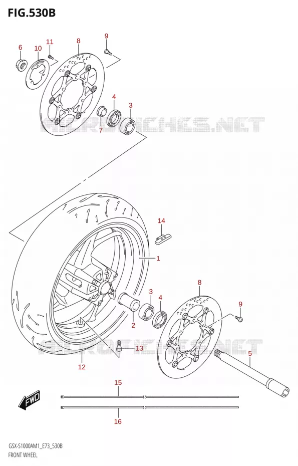 ROUE AVANT (GSX-S1000AZ) Suzuki MOTO 1000 GSX-S 2021  GSX-S1000A M1 /​ GSX-S1000AZ M1 (E73)