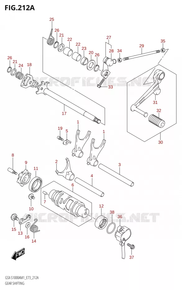 ENSEMBLE SELECTEUR DE VITESSES Suzuki MOTO 1000 GSX-S 2021  GSX-S1000A M1 /​ GSX-S1000AZ M1 (E73)