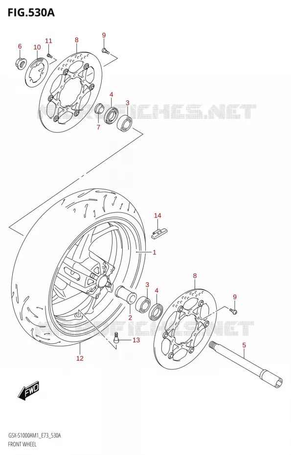 ROUE AVANT (GSX-S1000A) Suzuki MOTO 1000 GSX-S 2021  GSX-S1000A M1 /​ GSX-S1000AZ M1 (E73)