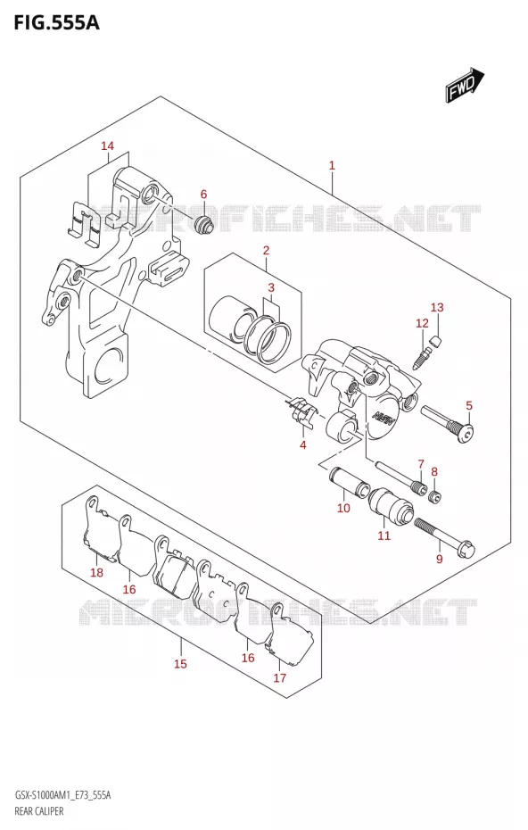 ETRIER DE FREIN ARRIERE Suzuki MOTO 1000 GSX-S 2021  GSX-S1000A M1 /​ GSX-S1000AZ M1 (E73)