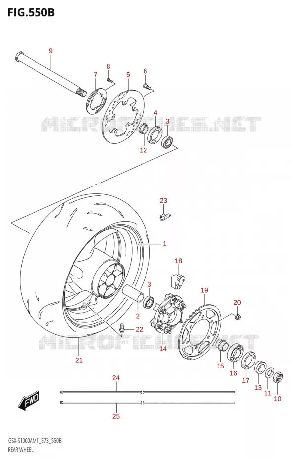 ROUE ARRIERE-S1000AZ) Suzuki MOTO 1000 GSX-S 2021  GSX-S1000A M1 /​ GSX-S1000AZ M1 (E73)