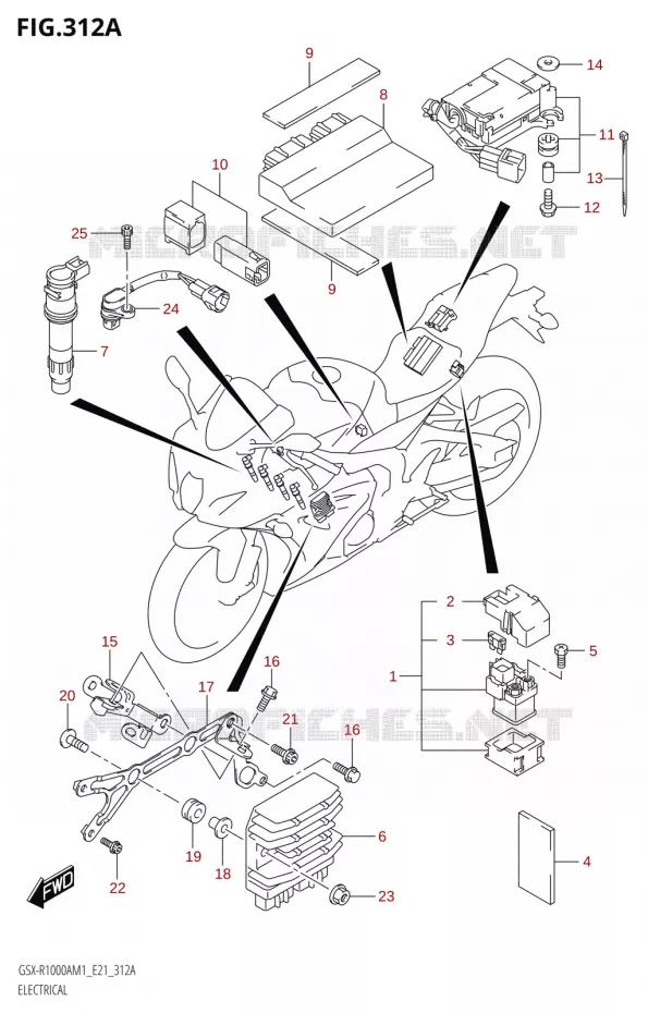 PARTIE ELECTRIQUE000RA,GSX-R1000RZA) Suzuki MOTO 1000 GSX-R 2021  GSX-R1000A M1 /​ GSX-R1000ZA M1