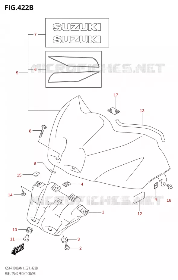 COUVRE RESERVOIR (GSX-R1000RA) Suzuki MOTO 1000 GSX-R 2021  GSX-R1000A M1 /​ GSX-R1000ZA M1