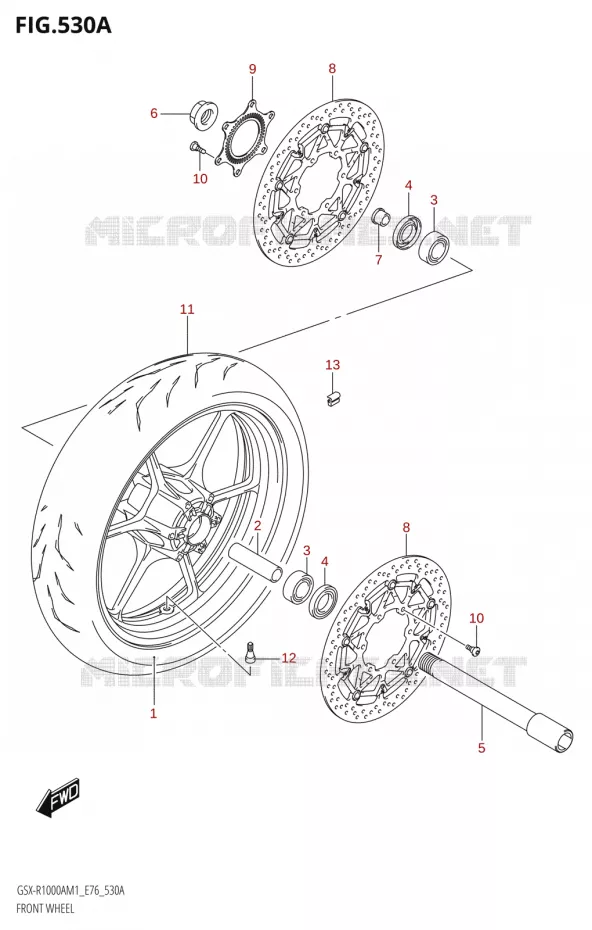 ROUE AVANT (GSX-R1000A) Suzuki MOTO 1000 GSX-R 2021  GSX-R1000A M1 /​ GSX-R1000ZA M1  ( E76 ECE2 E17,22,39 )