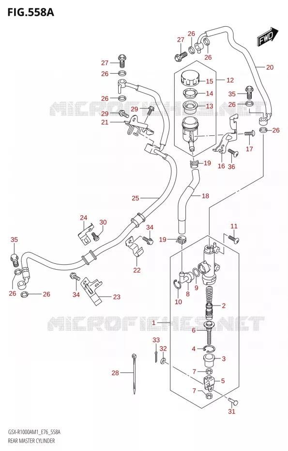 MAITRE CYLINDRE DE FREIN ARRIERE Suzuki MOTO 1000 GSX-R 2021  GSX-R1000A M1 /​ GSX-R1000ZA M1  ( E76 ECE2 E17,22,39 )