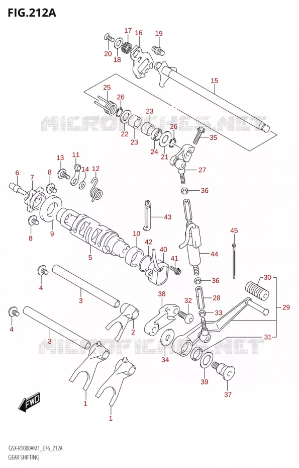 ENSEMBLE DE SELECTION DE VITESSES Suzuki MOTO 1000 GSX-R 2021  GSX-R1000A M1 /​ GSX-R1000ZA M1  ( E76 ECE2 E17,22,39 )