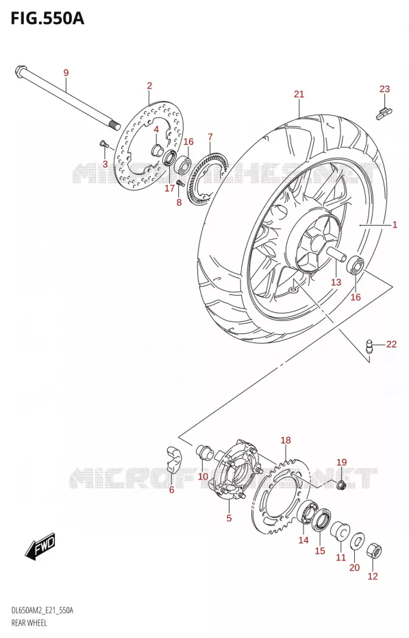 ROUE ARRIERE50AM2 E21) Suzuki MOTO 650 V-STROM 2022  DL650A M2 (E21)