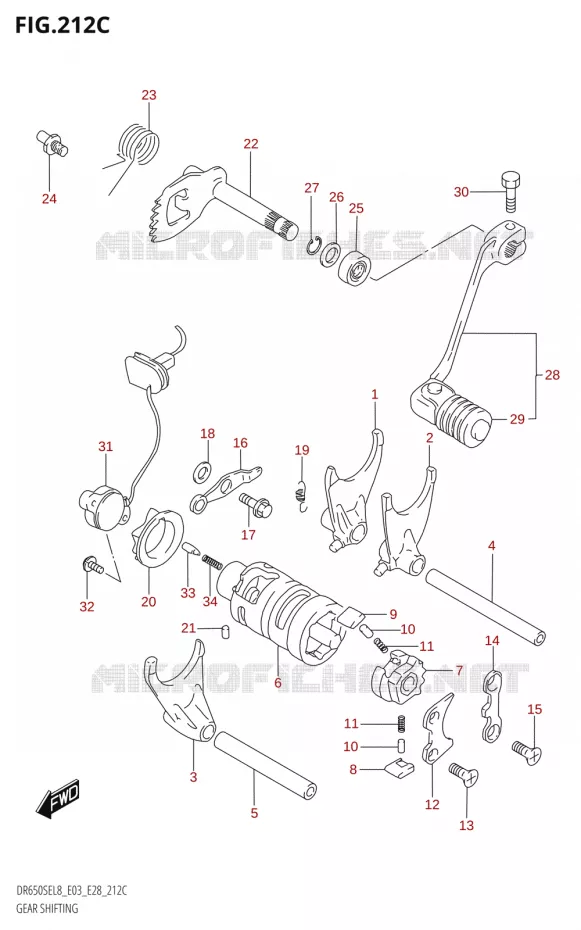 ENSEMBLE DE SELECTION DE VITESSES Suzuki MOTO 650 DR 2018  DR650SE L8 (E03)