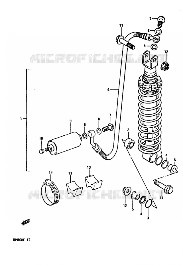 AMORTISSEUR ARRIERE (MODELE E) Suzuki MOTO 80 RM 1984  RM80HE(D/E)