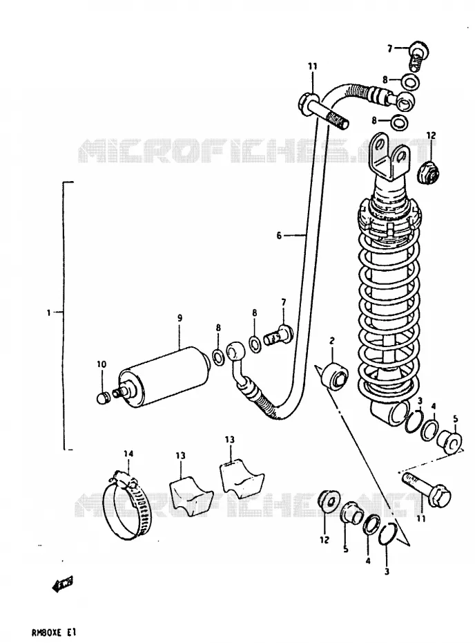 AMORTISSEUR ARRIERE (MODELE E) Suzuki MOTO 80 RM 1984  RM80XE(D/E)