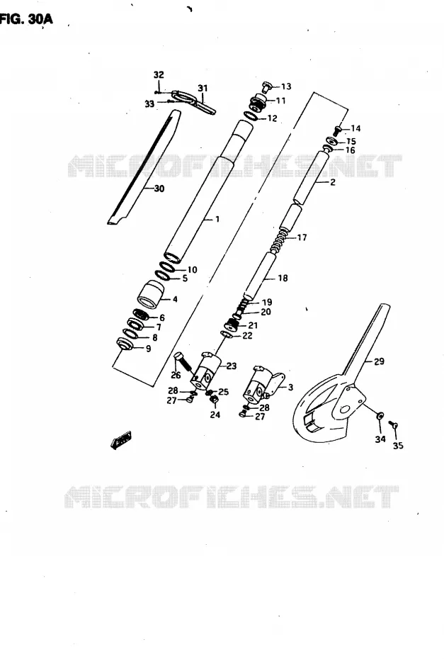 AMORTISSEUR AVANT (MODELE V:P4, P53) Suzuki MOTO 50 RMX 1996  RMX50T(T/V)
