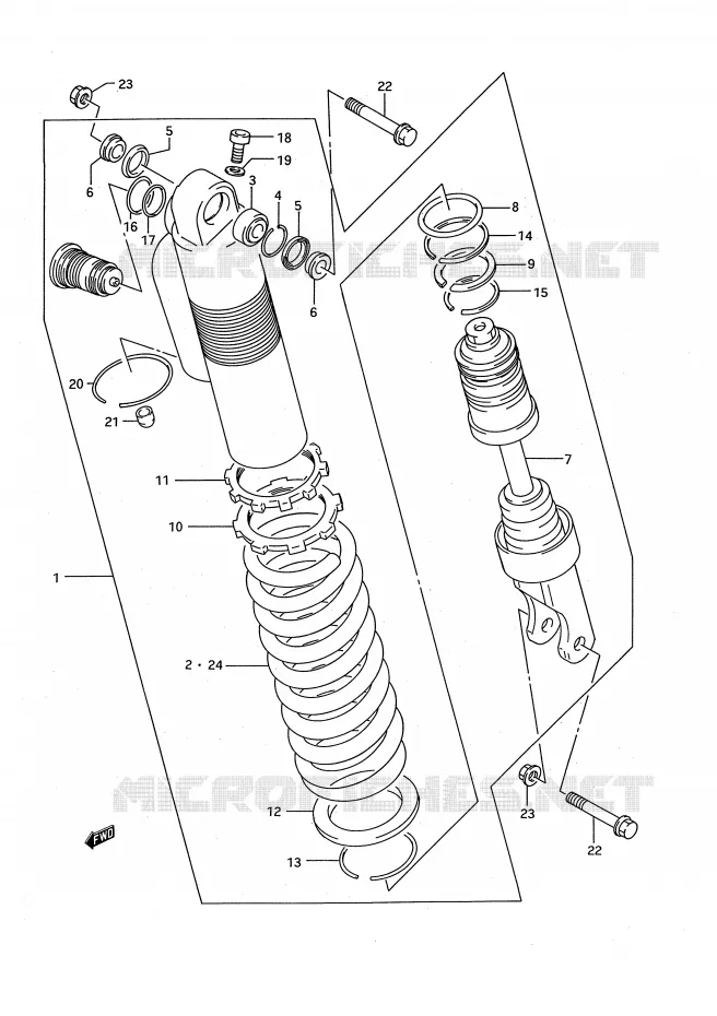 AMORTISSEUR (MODELE R) Suzuki MOTO 125 RM 1993  RM125P(E28)