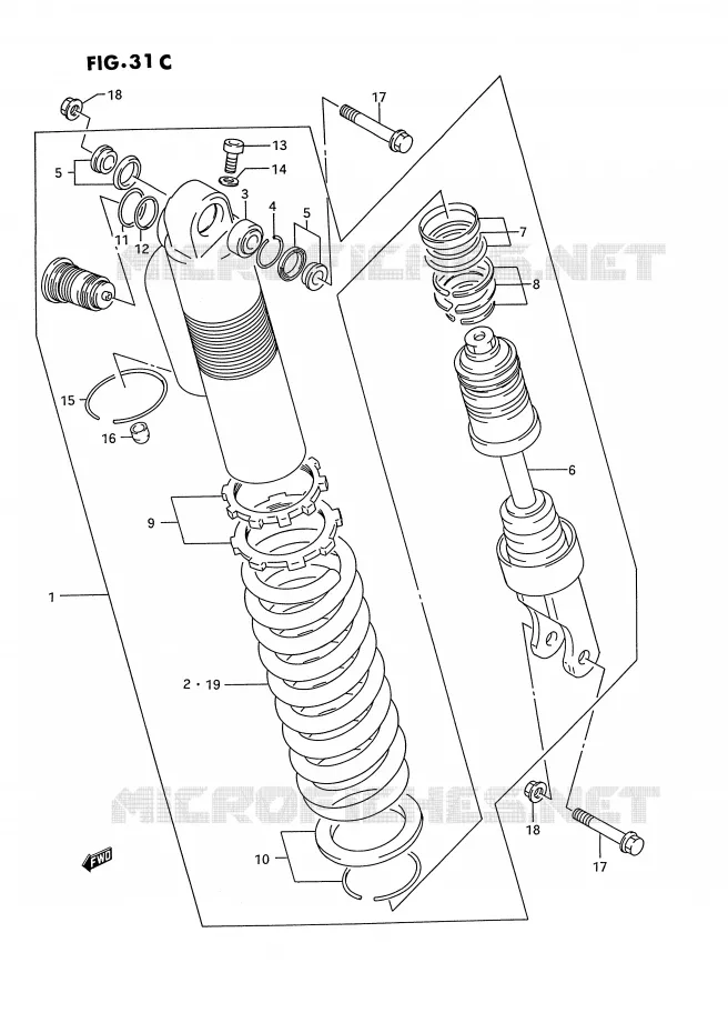AMORTISSEUR (MODELE S) Suzuki MOTO 125 RM 1993  RM125P(E2)