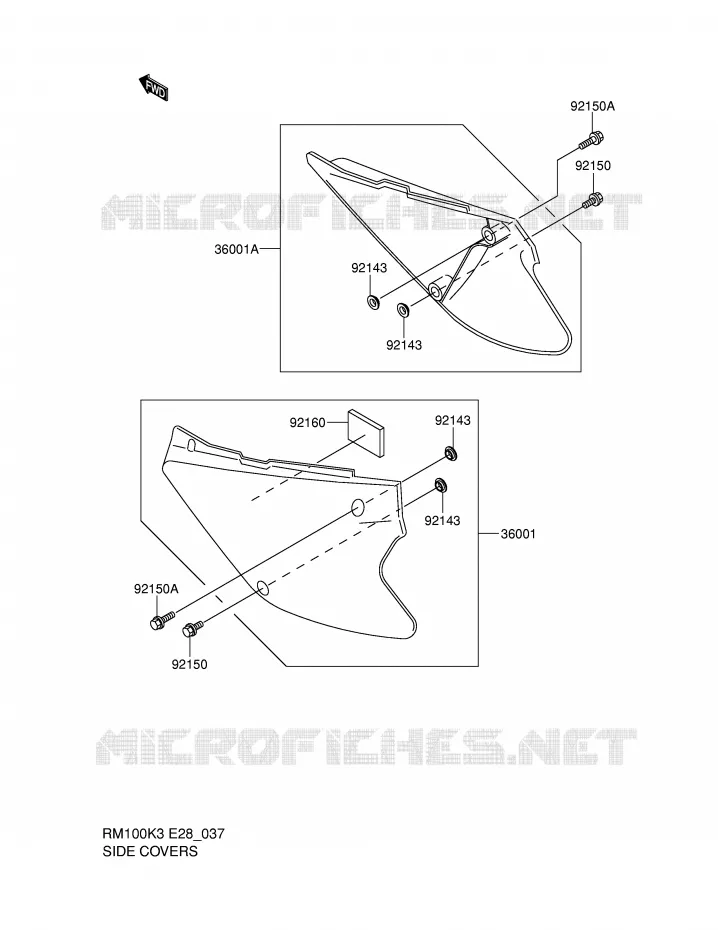 CARENAGES ARRIERE Suzuki MOTO 100 RM 2003  RM100K3(E28)