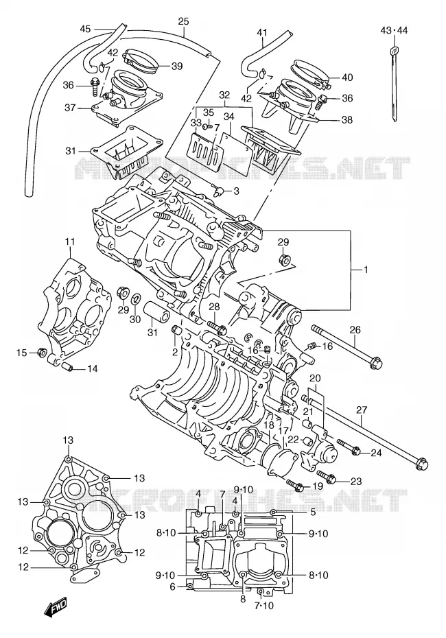 Carter De Moteur Pour Suzuki RGV 250 VJ21 - Référence Moteur J205, Occasion, Pièce D'origine