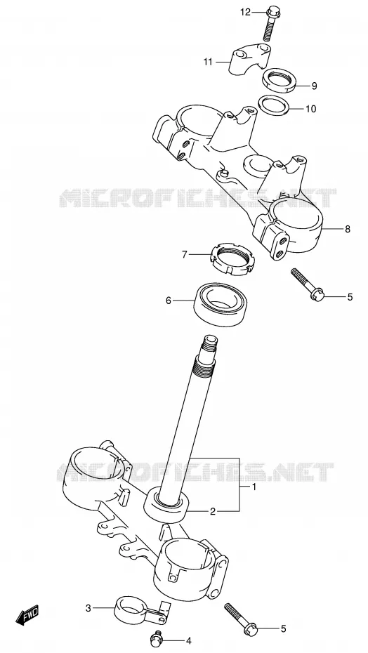 COLONNE DE DIRECTION (MODELE K2) Suzuki MOTO 125 RM 2002  RM125K2(E3/E28)