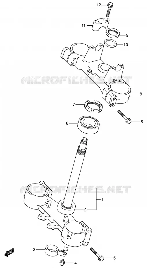 COLONNE DE DIRECTION (MODELE K3) Suzuki MOTO 125 RM 2004  RM125K4