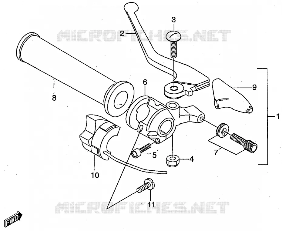 ENSEMBLE POIGNEE GAUCHE Suzuki MOTO 50 RMX 2000  RMX50Y