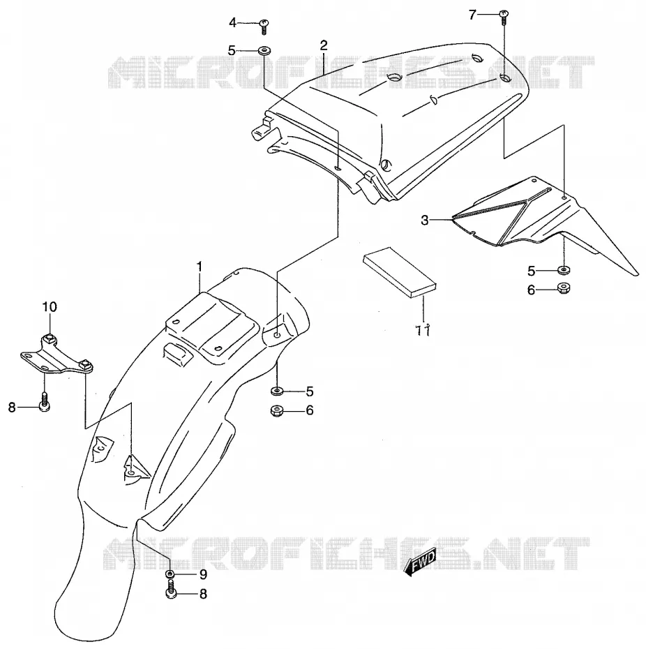 GARDE BOUE ARRIERE Suzuki MOTO 50 RMX 2000  RMX50Y