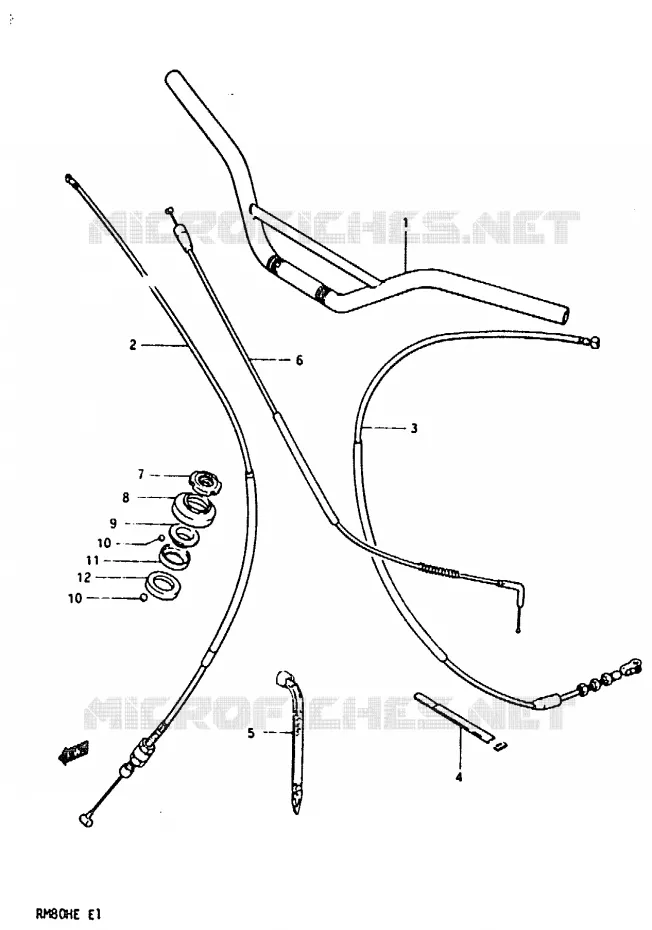 GUIDON - CABLES Suzuki MOTO 80 RM 1984  RM80HE(D/E)