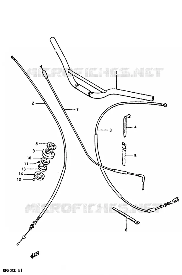 GUIDON - CABLES Suzuki MOTO 80 RM 1984  RM80XE(D/E)