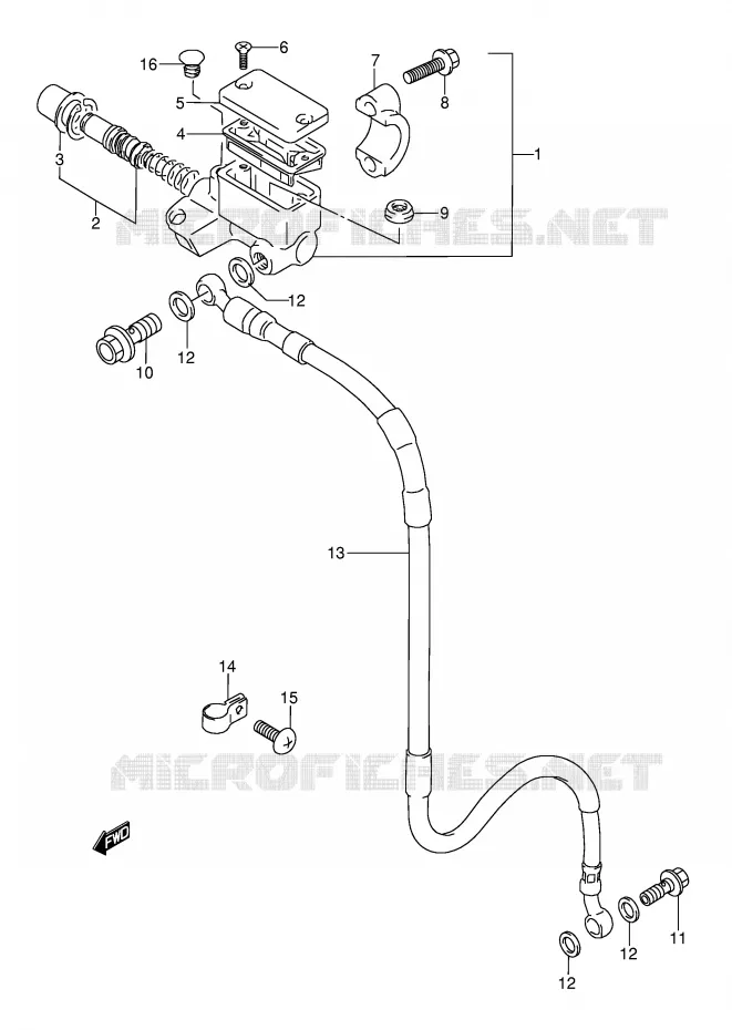 MAITRE CYLINDRE AVANT (MODELE T E1) Suzuki MOTO 250 RMX 1994  RMX250R(E1)
