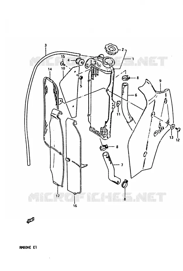RADIATEUR (MODELE D) Suzuki MOTO 80 RM 1983  RM80HD(D/E)