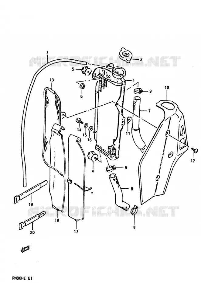 RADIATEUR (MODELE E) Suzuki MOTO 80 RM 1984  RM80HE(D/E)