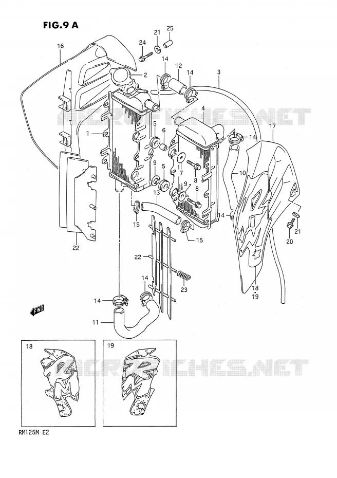 RADIATEUR (MODELE M) Suzuki MOTO 125 RM 1990  RM125L(E2)