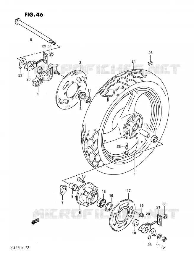 ROUE ARRIERE Suzuki MOTO 125 RG 1992  RG125UN(E2)