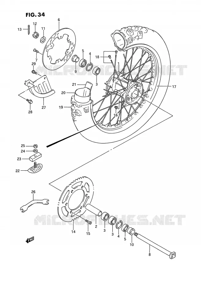 ROUE ARRIERE Suzuki MOTO 125 RM 1995  RM125S(E2)