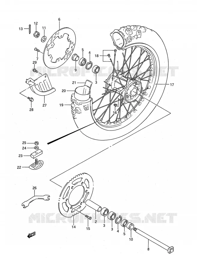 ROUE ARRIERE Suzuki MOTO 125 RM 1995  RM125S(E28)