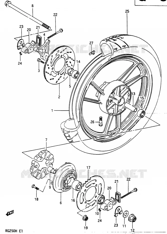 ROUE ARRIERE Suzuki MOTO 250 RG 1986  RG250FG(G/H)