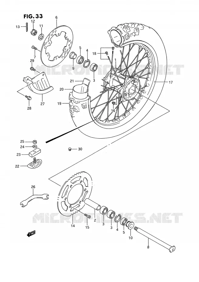 ROUE ARRIERE Suzuki MOTO 250 RM 1994  RM250R(E2)
