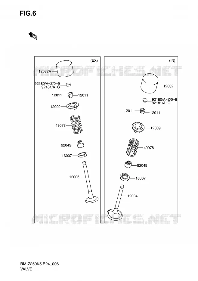 SOUPAPE Suzuki MOTO 250 RM-Z 2005  RM-Z250K5(E24)