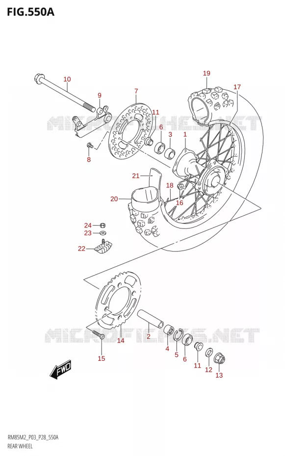 ROUE ARRIERE Suzuki MOTO 85 RM 2022  RM85 M2 (E28 / E33)