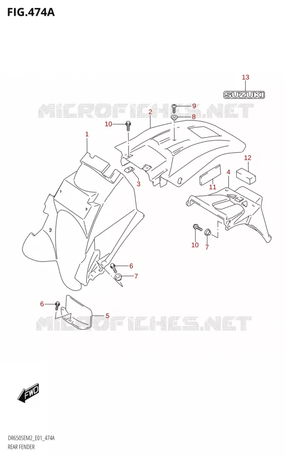 GARDE BOUE ARRIERE Suzuki MOTO 650 DR 2022  DR650SE M2 (E01)