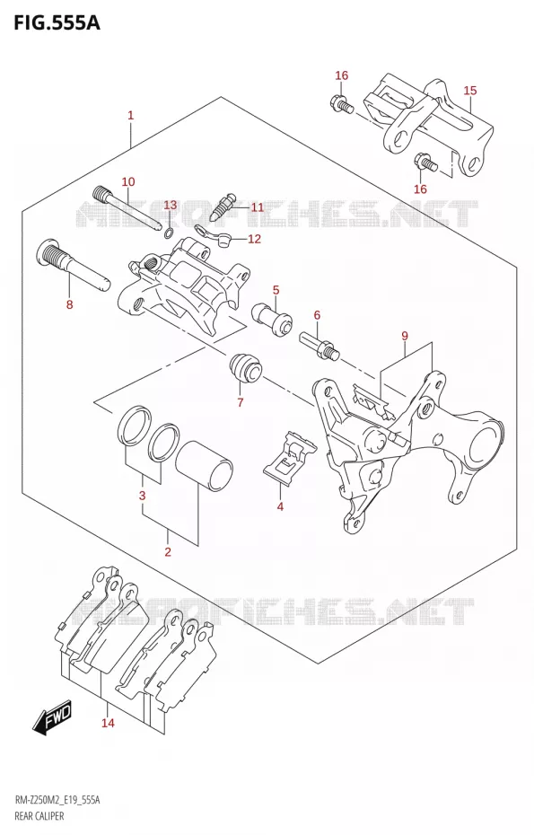 ETRIER DE FREIN ARRIERE Suzuki MOTO 250 RM-Z 2022  RM-Z250 M2 (E19)