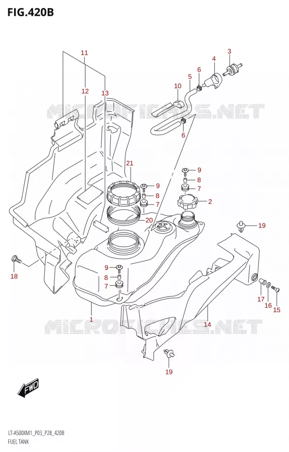 RESERVOIR D'ESSENCE Suzuki QUAD 500 KINGQUAD 2021  LT-A500X / XP M1 (P03,P28,P33)