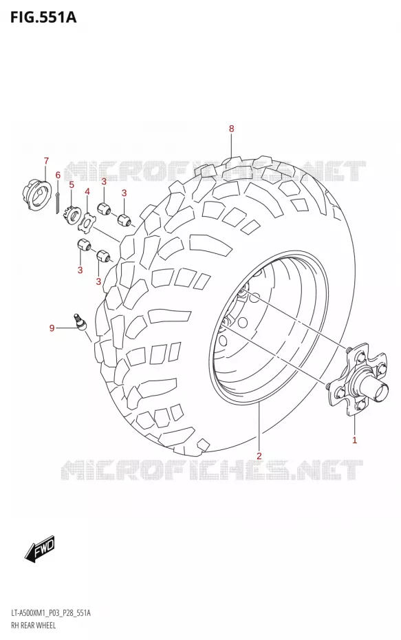 ROUE ARRIERE DROITE Suzuki QUAD 500 KINGQUAD 2021  LT-A500X / XP M1 (P03,P28,P33)