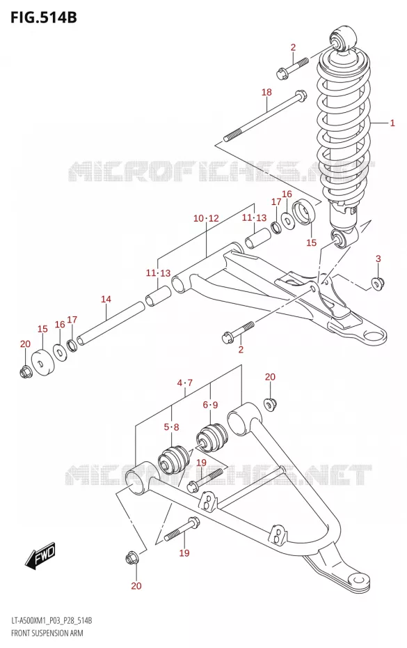 TRIANGLES ET AMORTISSEUR AVANT) Suzuki QUAD 500 KINGQUAD 2021  LT-A500X / XP M1 (P03,P28,P33)