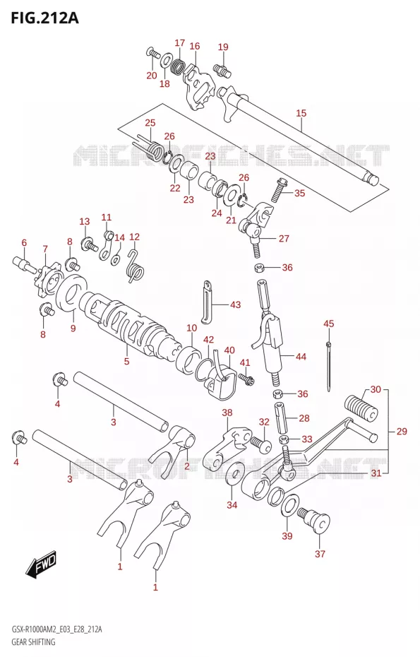 ENSEMBLE SELECTEUR DE VITESSES Suzuki MOTO 1000 GSX-R 2022  GSX-R1000A M2 (E03 E28)