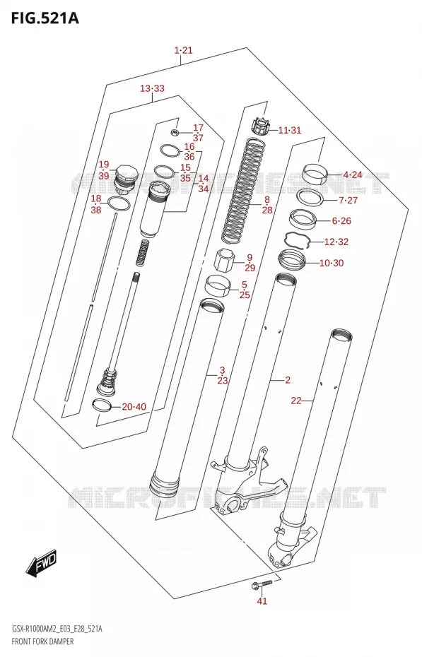 FOURCHE AMORTISSEUR AVT (GSX-R1000A) Suzuki MOTO 1000 GSX-R 2022  GSX-R1000A M2 (E03 E28)