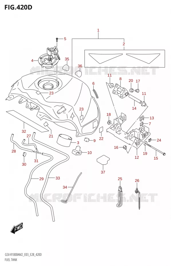 RESERVOIR D'ESSENCE1000RZA:(E03,E28)) Suzuki MOTO 1000 GSX-R 2022  GSX-R1000A M2 (E03 E28)