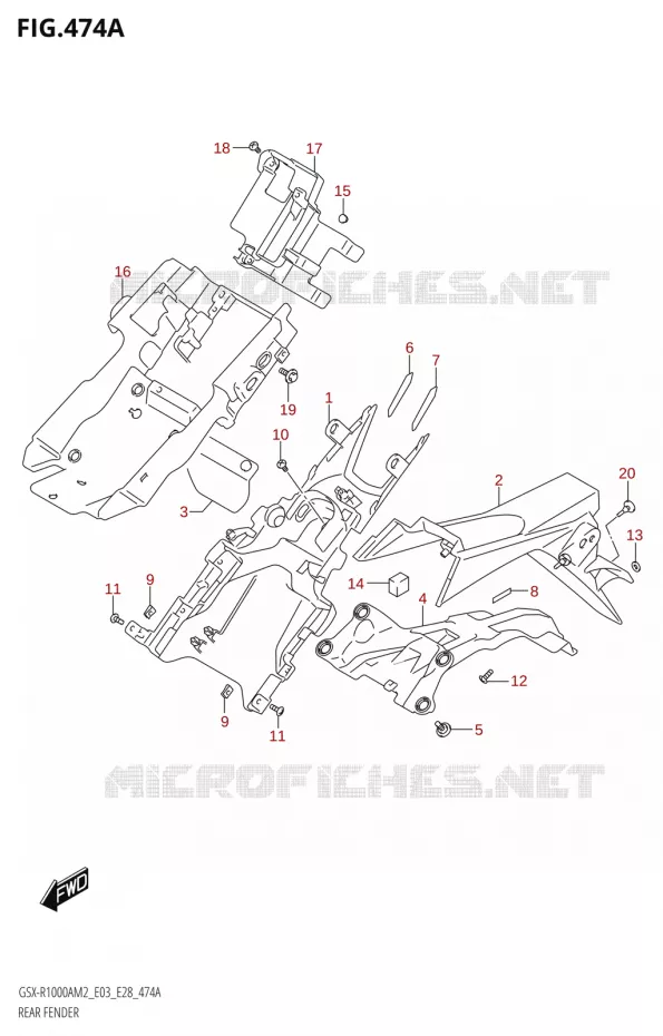 GARDE BOUE ARRIERE Suzuki MOTO 1000 GSX-R 2022  GSX-R1000A M2 (E33)