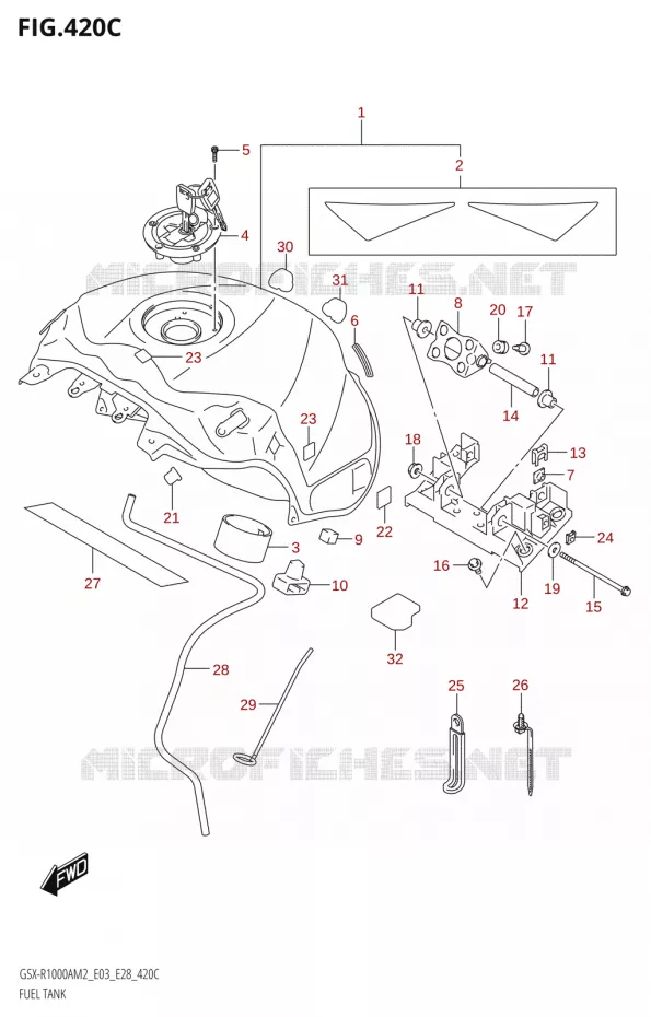 RESERVOIR D'ESSENCE:(E33)) Suzuki MOTO 1000 GSX-R 2022  GSX-R1000A M2 (E33)